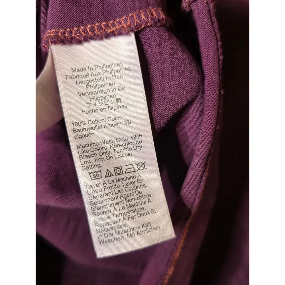 J Crew Organic Slub Cropped Short sleeve T-shirt Basic Scoop Neck Tee - Plum XL